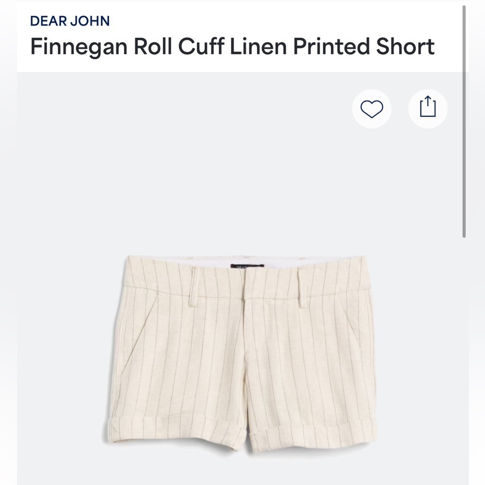 Dear John Cream pin striped Bermudas Tailored Summer Shorts size 27.